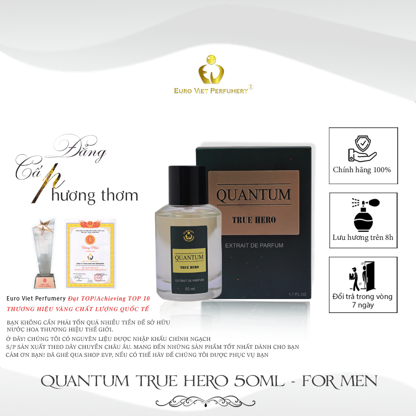 Nước Hoa Nam Cao Cấp, Euro Viet Quantum True Hero 10ml, 50ml