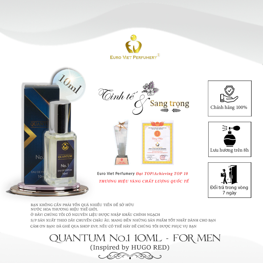 Nước Hoa Nam ENERGETIC MAN QUANTUM No.1 Nam Tính, Mạnh Mẽ, Sang Trọng Eau de parfum Lưu Hương 7-12 Tiếng 10ml
